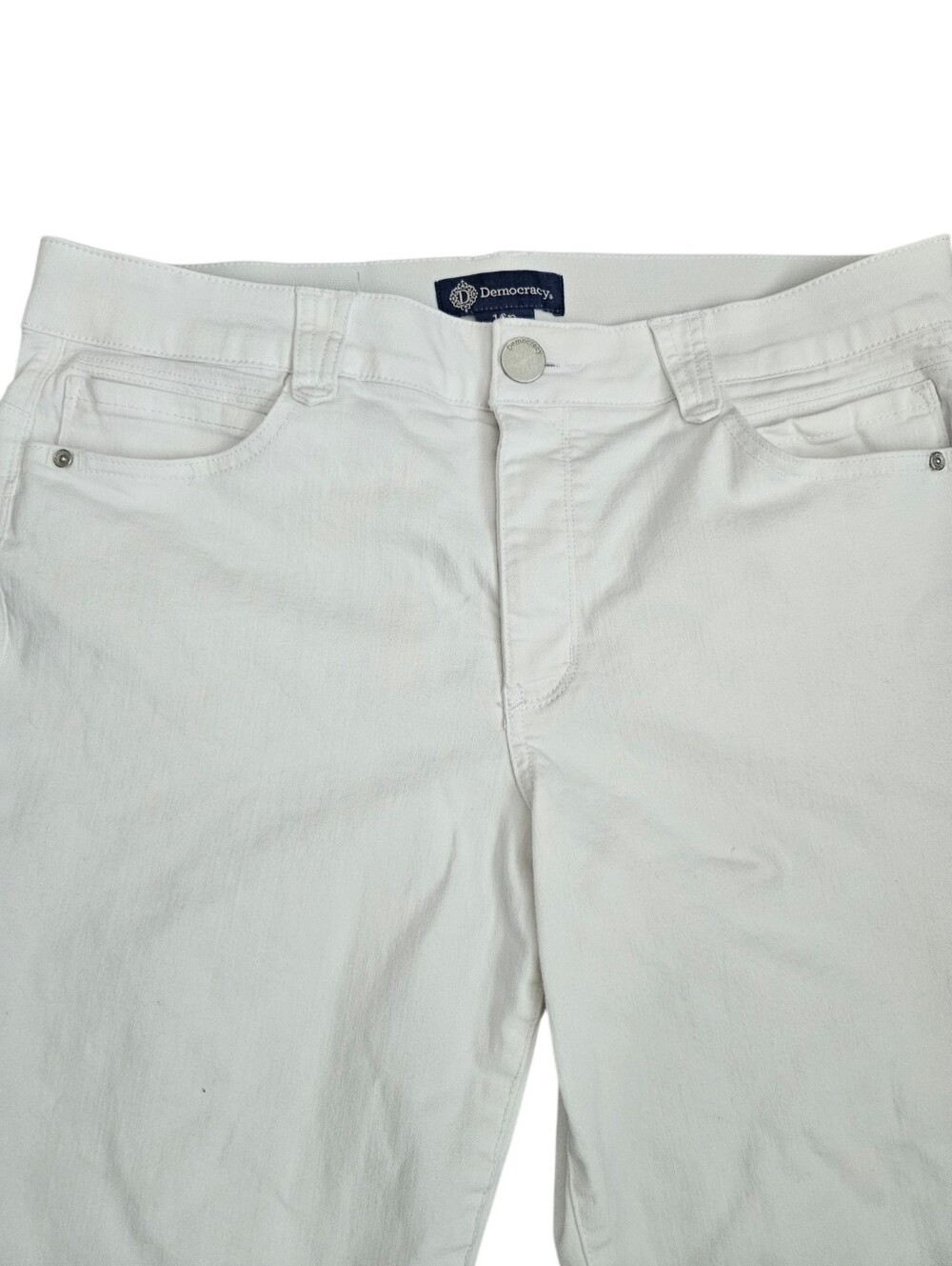 Democracy Ab Solution Womens White Cropped Jeans Sz 16p Stretch Coastal Classic - Picture 2 of 13